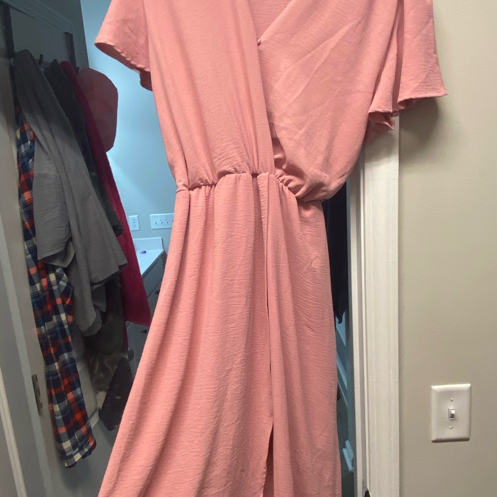 Elegant Pink Wrap Dress
